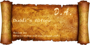 Dudás Alfonz névjegykártya